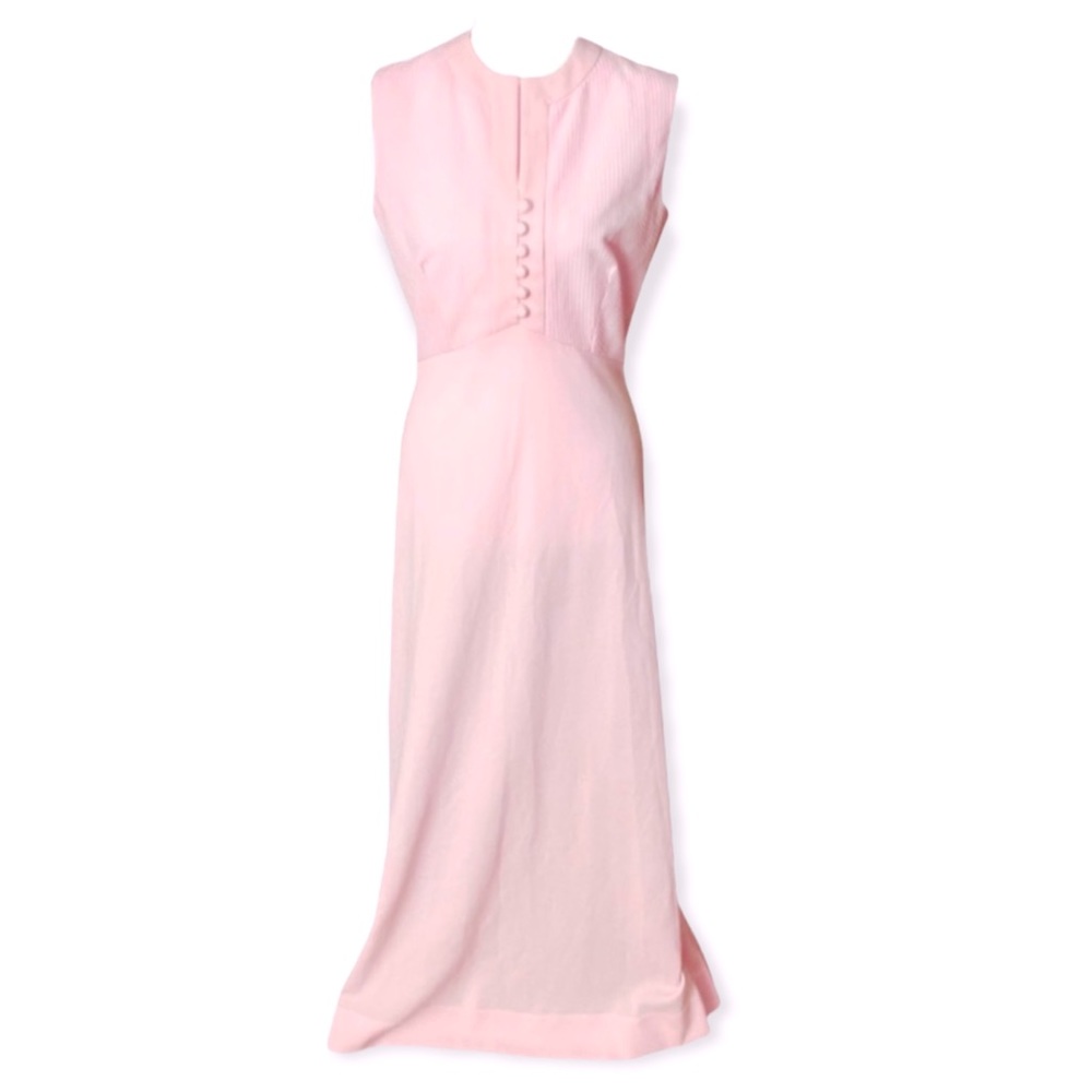 Vintage 60s Pale / Blush Pink Maxi or Midi Dress size women's small to medium